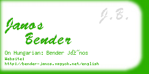 janos bender business card